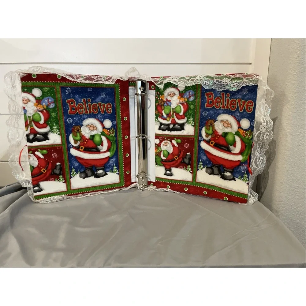 Handmade‎ Scrapbook Quilt Vintage Christmas Photo Album, Santa
